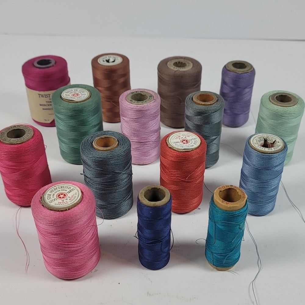 Vintage Star Mercerized Cotton Thread Spools Lot American Thread Co Assorted